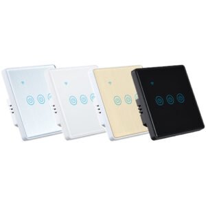 Secuview Three Gang Brushed Panel Smart Switch With Plastic Border